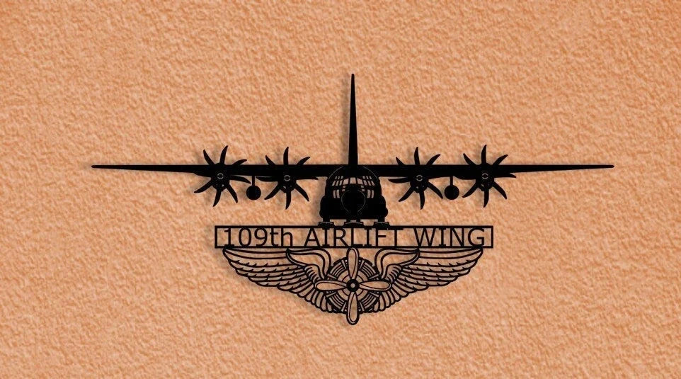 Lc130h Hercules 109th Air Wing With Engineer Prop Wings Metal Sign Cut Metal Sign Wall Decor - 8 inches - metal sign