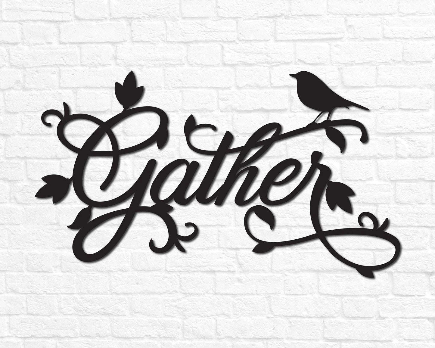 Metal Gather Sign Metal Gather Wall Decor Gather Gather Wall Sign Gather Metal Word Dining Room Metal Cursive Word Sign - 8 inches - metal sign