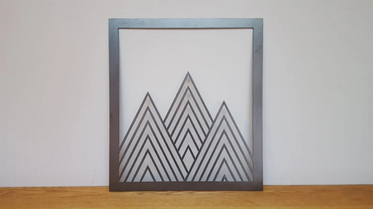 Triangle Mountains Cut Metal Sign - 8 inches - metal sign