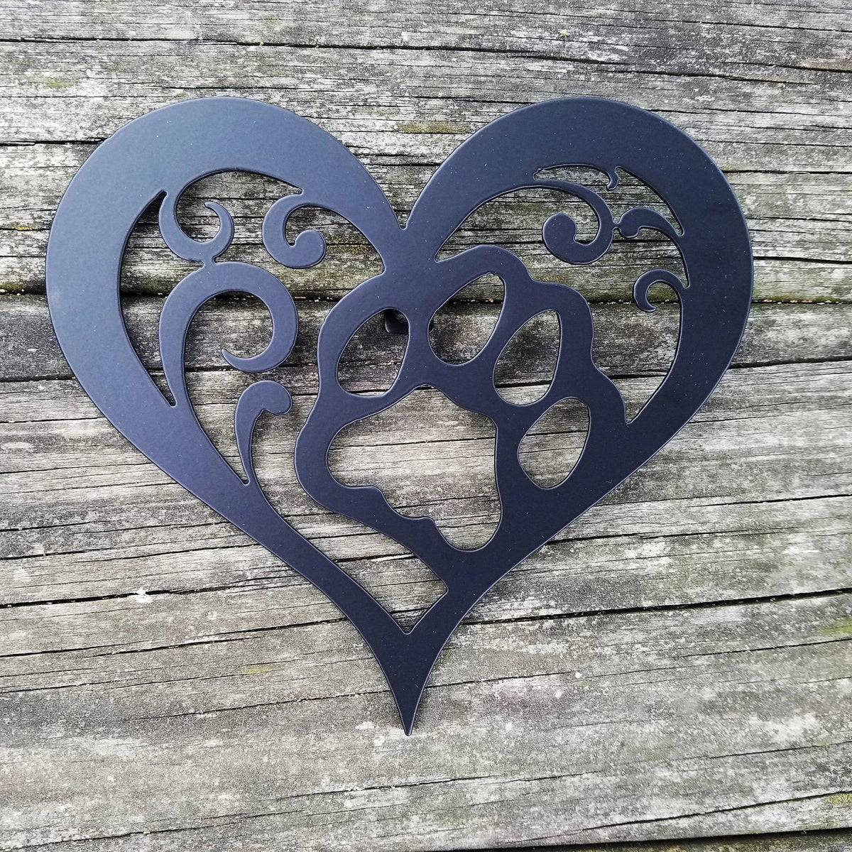 Cat Paw Heart Metal Sign Heart Shaped Steel Wall Hanging With Cat's Paw Gift For Feline Lover Metal Art - metal sign
