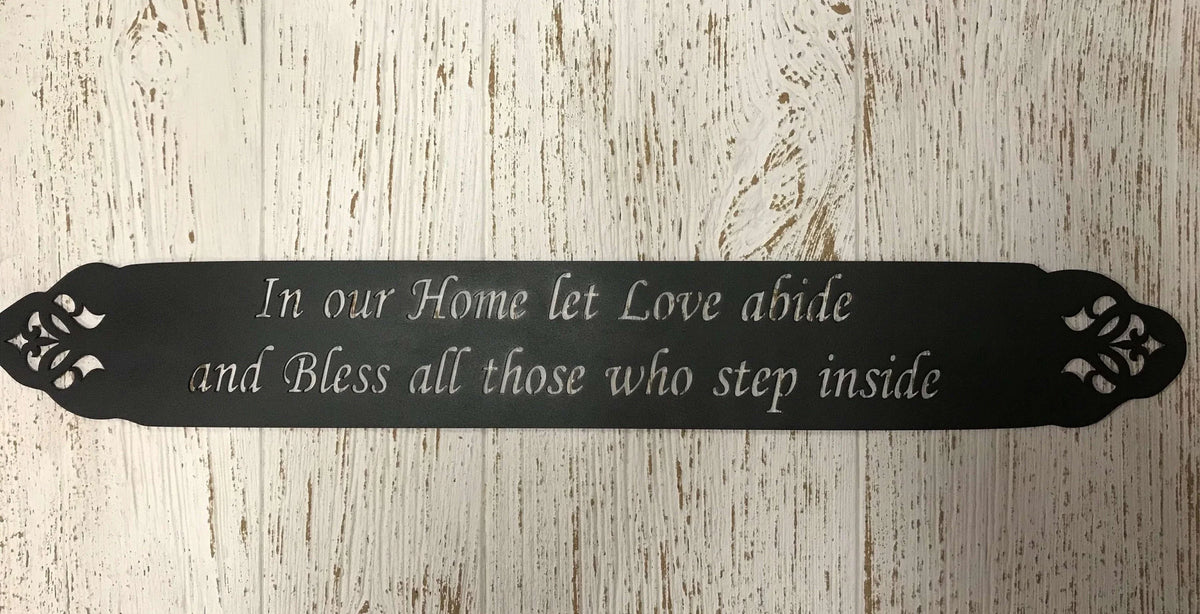 Metal In Our Home Let Love Abide Plaque Metal House Sign - 8 inches - metal sign