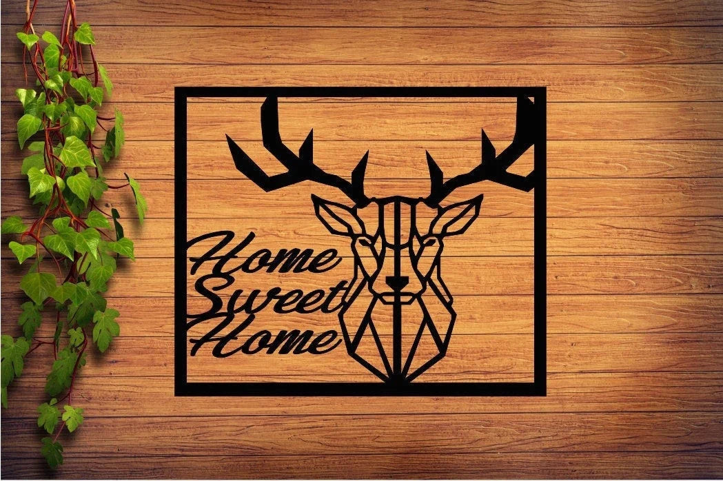 Home Sweet Home Metal Wall Decor Home Sweet Home Deer Deer Metal - 8 inches - metal sign