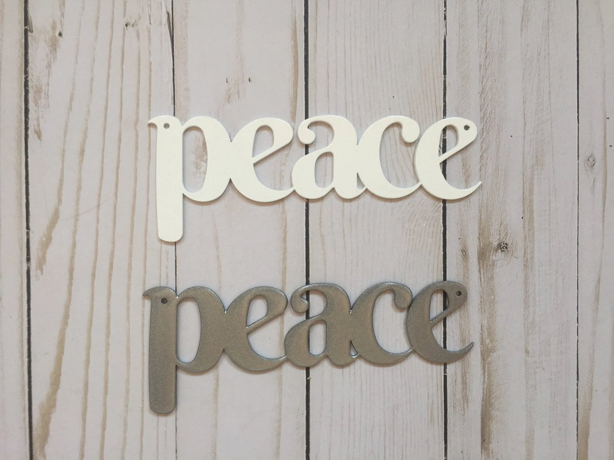 Peace Metal Sign Set Of 5 Metal Christmas Ornaments Metal Art Metal Words - 8 inches - metal sign