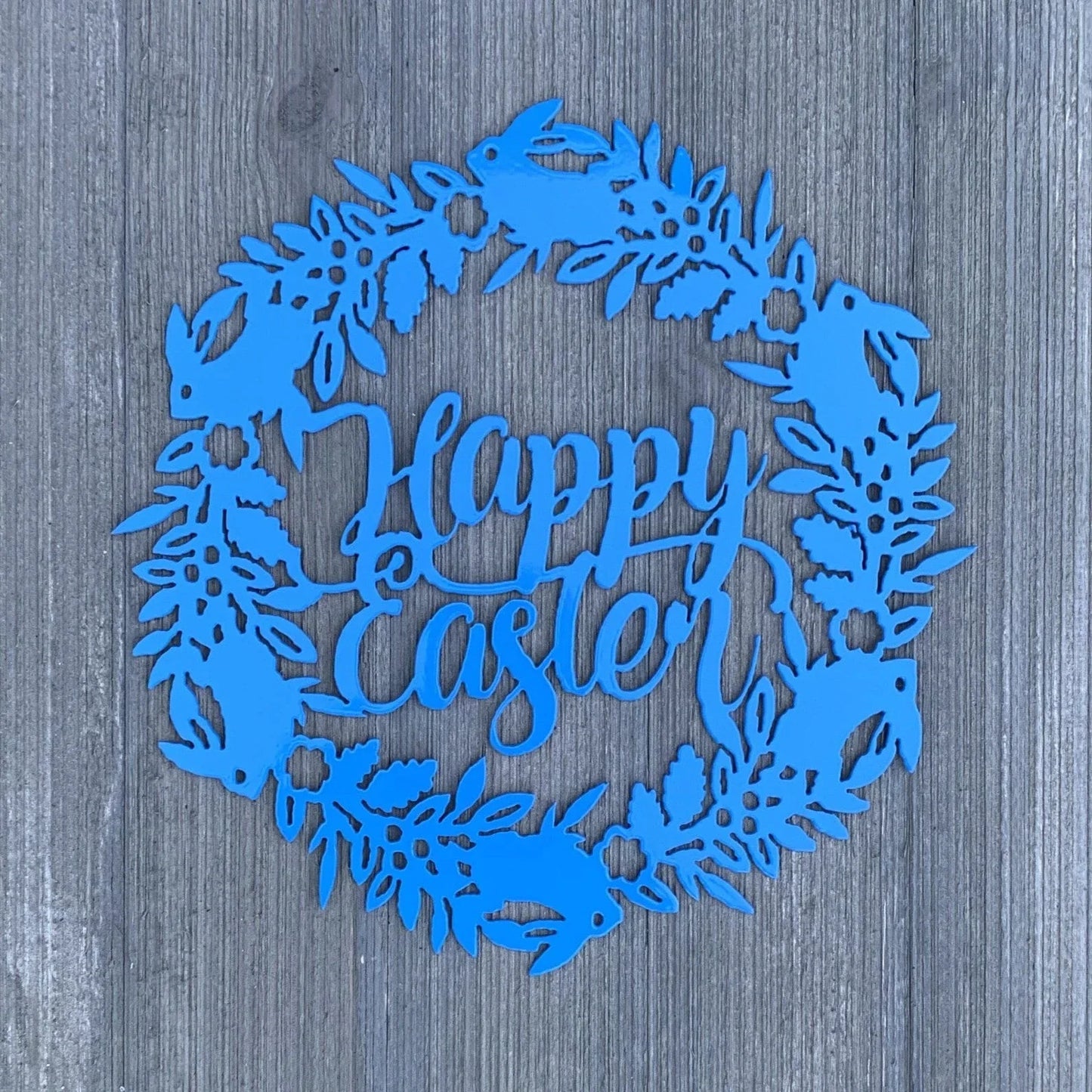Happy Easter Wreath Metal Sign Cutout Cut Metal Sign Wall Metal Art - 8 inches - metal sign