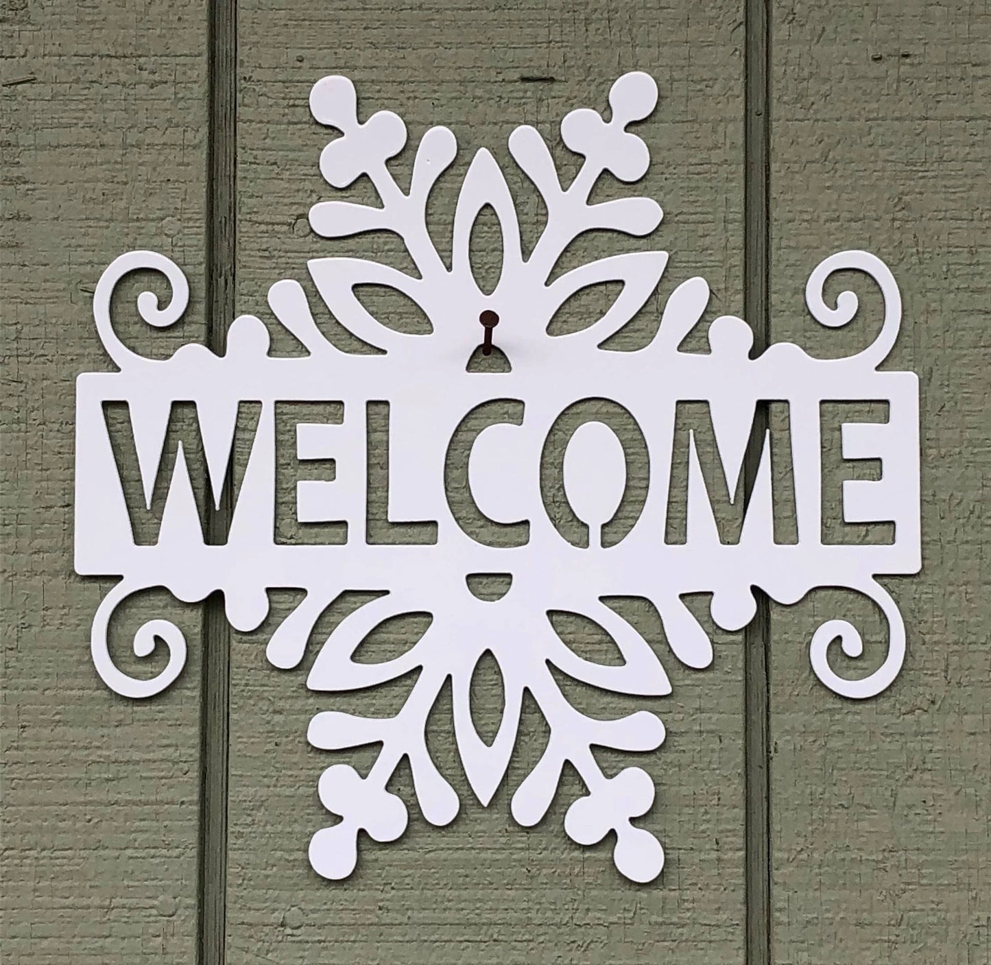 Welcome Snowflake Metal Sign Cut Metal Sign Wall Metal Sign - 8 inches - metal sign