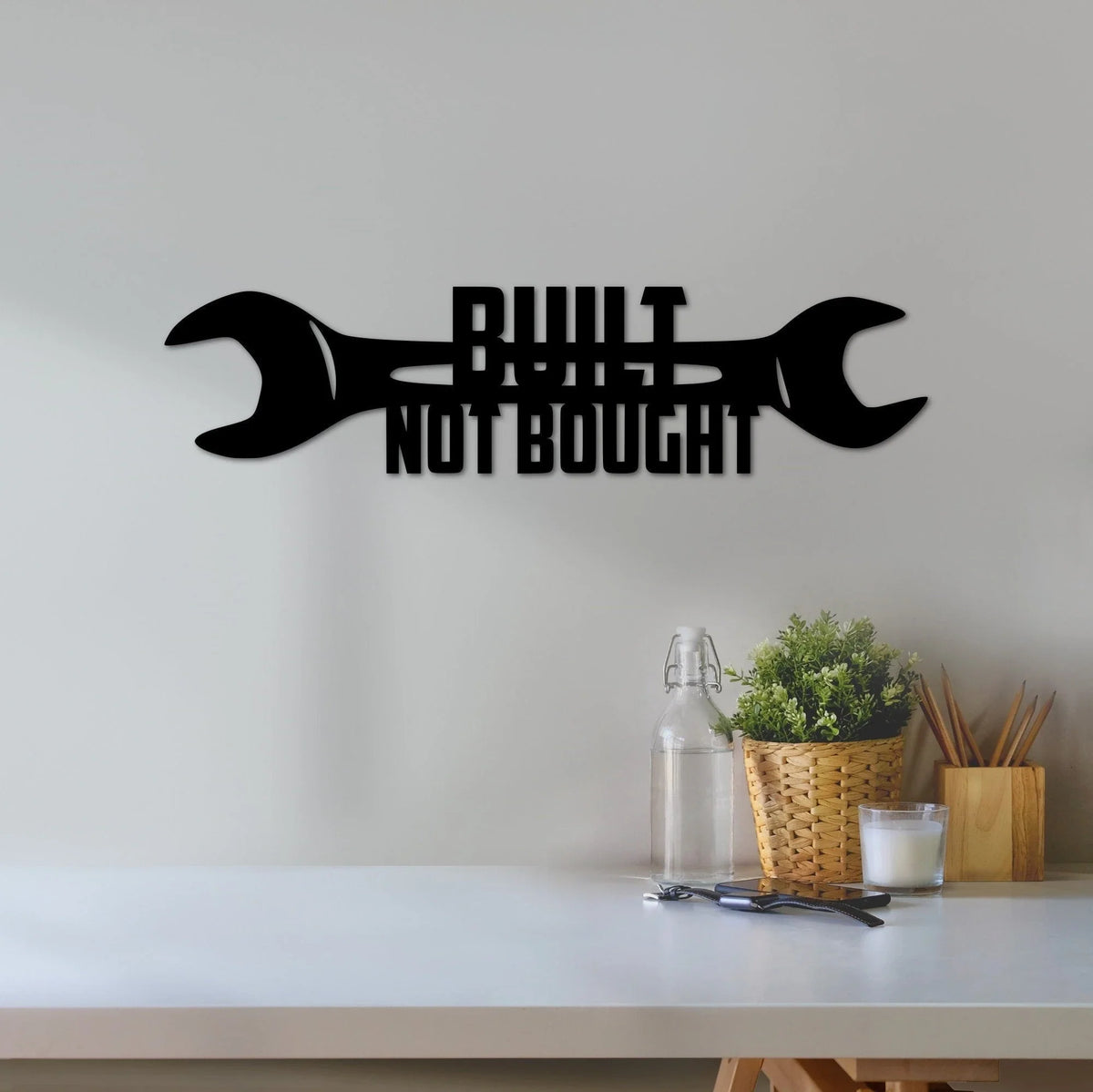 Built Not Bought Sign Garage Decor Garage Quote Garage Gifts For Men Gifts For Boyfriend Husband Dad Hot Rod Sign - 8 inches - metal sign