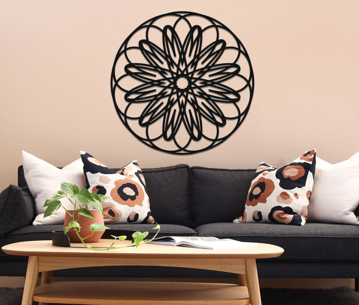 Geometric Metal Flower Wall Decor Geometric Art Geometric Flower Sign Metal Wall Decor Nature Decoration Wall Hangings - 8 inches - metal sign