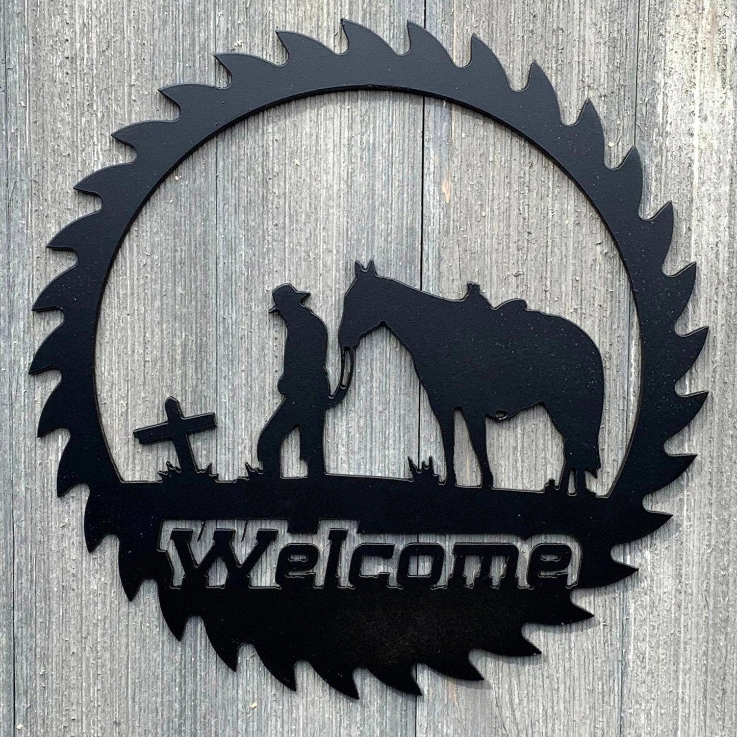 Praying Cowboy Metal Sign Cutout Cut Metal Sign Wall Metal Art - 8 inches - metal sign