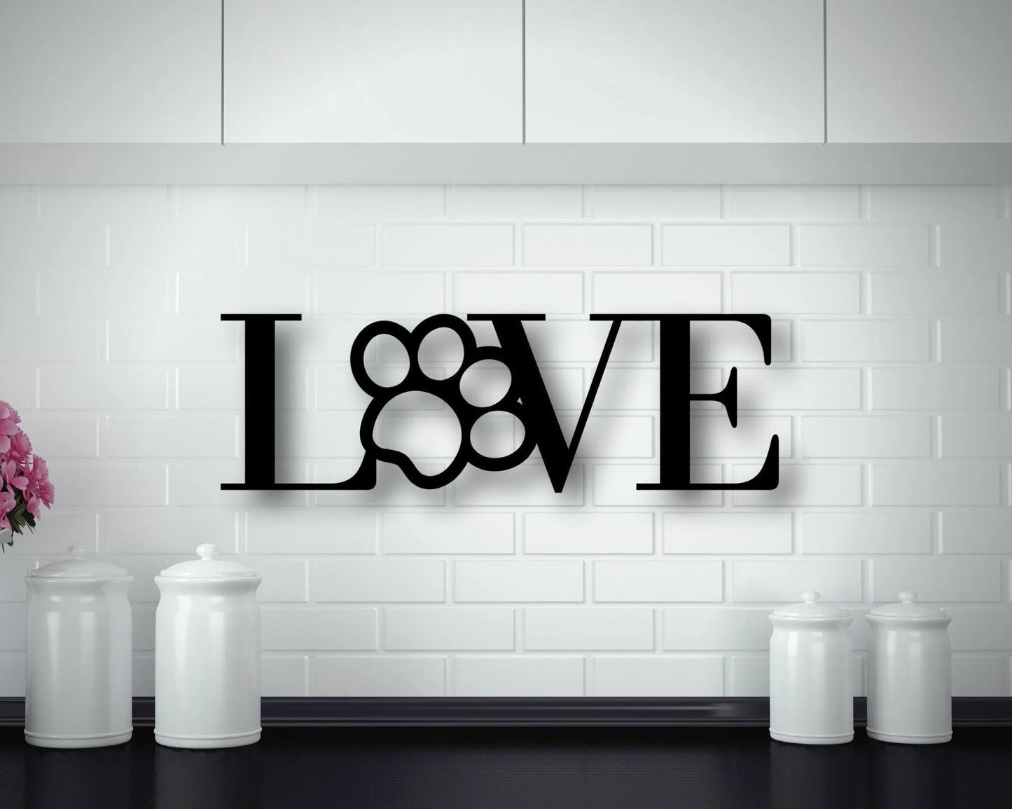 Metal Dog Paw Print Love Sign Dog Lovers Metal Paw Print Metal Dog Dog Metal Wall Hanging Dog Sign Pet Sign - 8 inches - metal sign