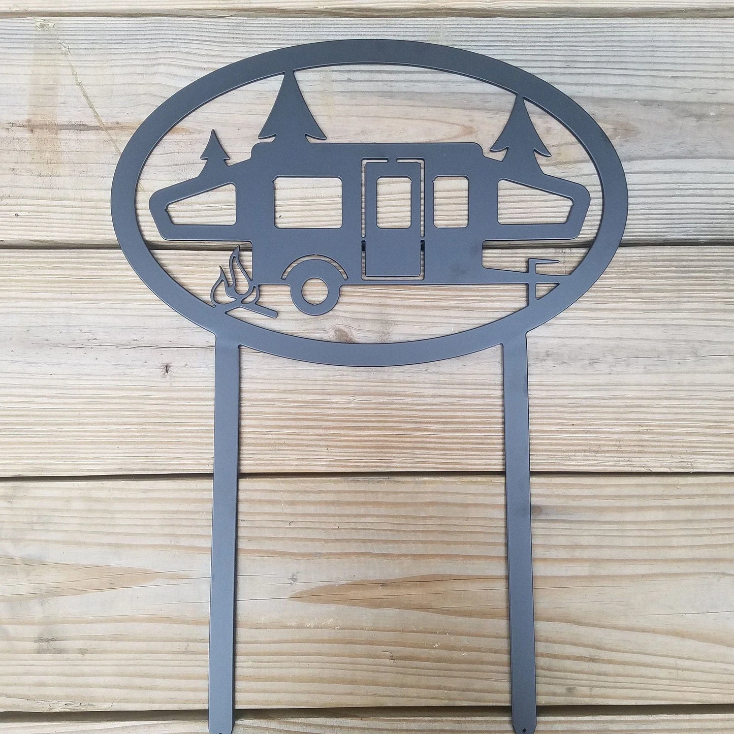 Popup Camper Metal Sign Camping Site Marker Staked Sign - 8 inches - metal sign