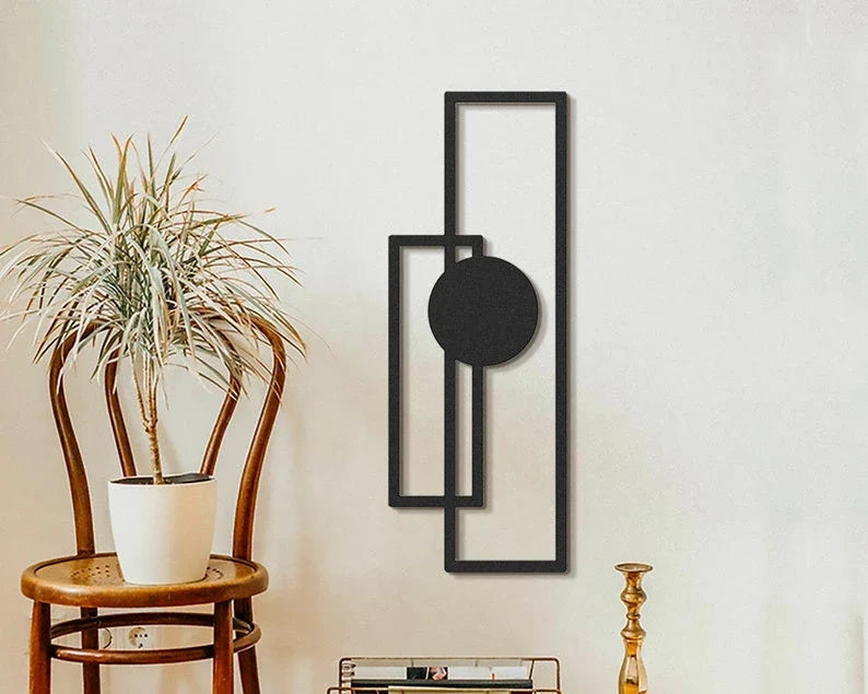 Modern Metal Wall Decor Vertical Wall Art Geometric Wall Art Modern Wall Art Living Room Decor - 8 inches - metal sign