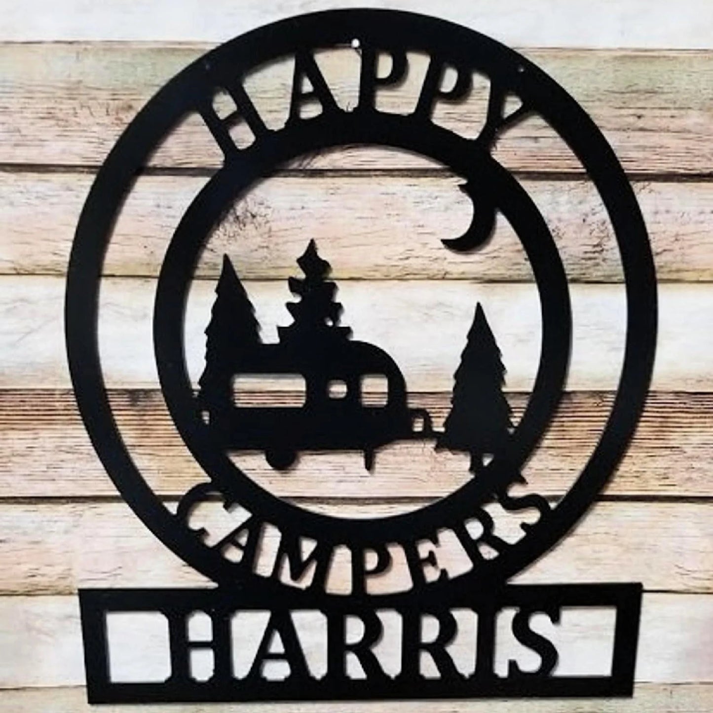 Happy Camper Decor Family Sign For The Campsite Great Rv & Campground Gift Idea - 8 inches - metal sign
