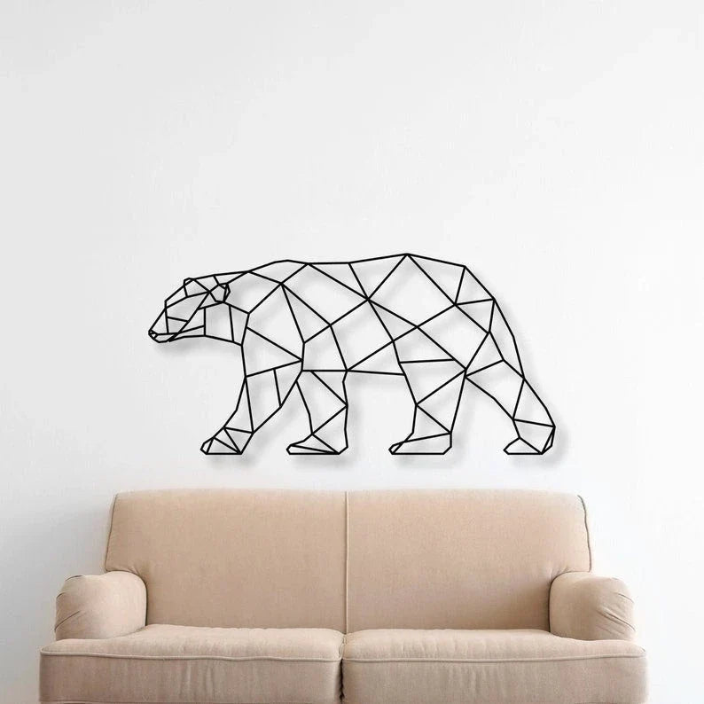 Bear Geometric Bear Wall Decor Animal Decor Metal Wall Decor Living Room Decor Gift For Bear Lover Nursery Decor Kids Room - 8 inches - metal sign