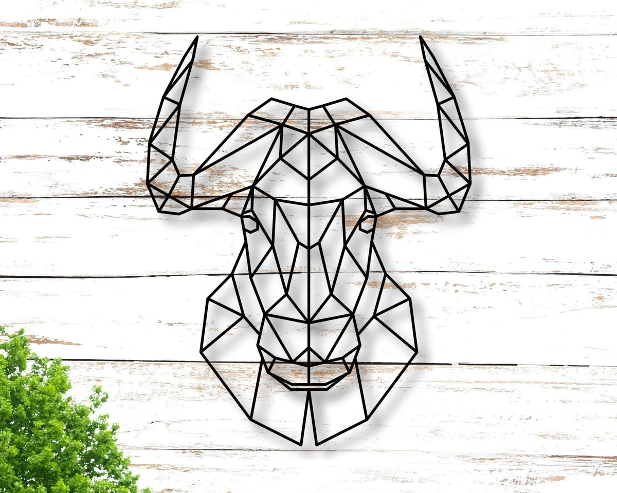 Taurus Metal Wall Sign Metal Wall Hangings Office Geometric Animal Wild Minimalist Wall Art - 8 inches - metal sign