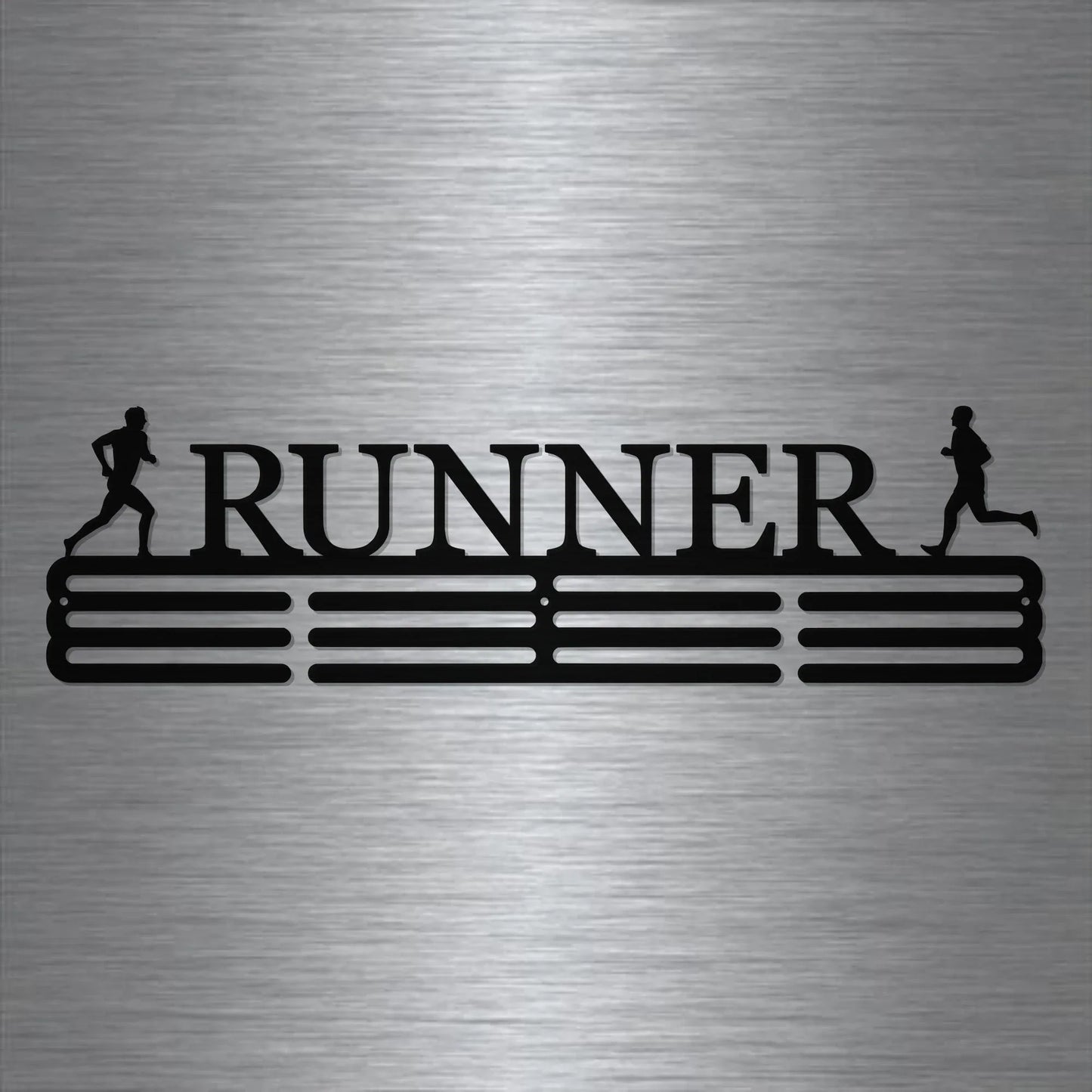 Running Marathon Medal Hanger Holder Display Rack 3 Rung Cut Metal Sign - 8 inches - metal sign