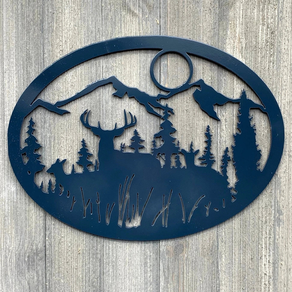 Night Forest Scene Metal Sign Cutout Cut Metal Sign Wall Metal Art - 8 inches - metal sign