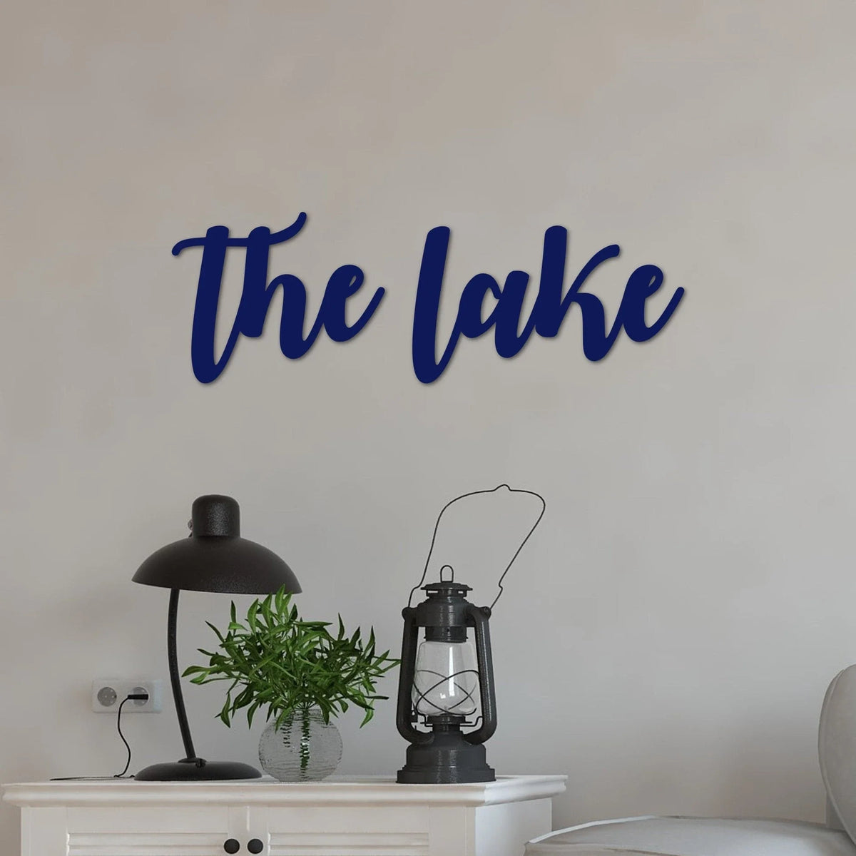 The Lake Sign Metal Lake Sign Lake House Decor Metal Word Art Steel Script Words For The Wall Entryway Sign Lake Gifts - 8 inches - metal sign