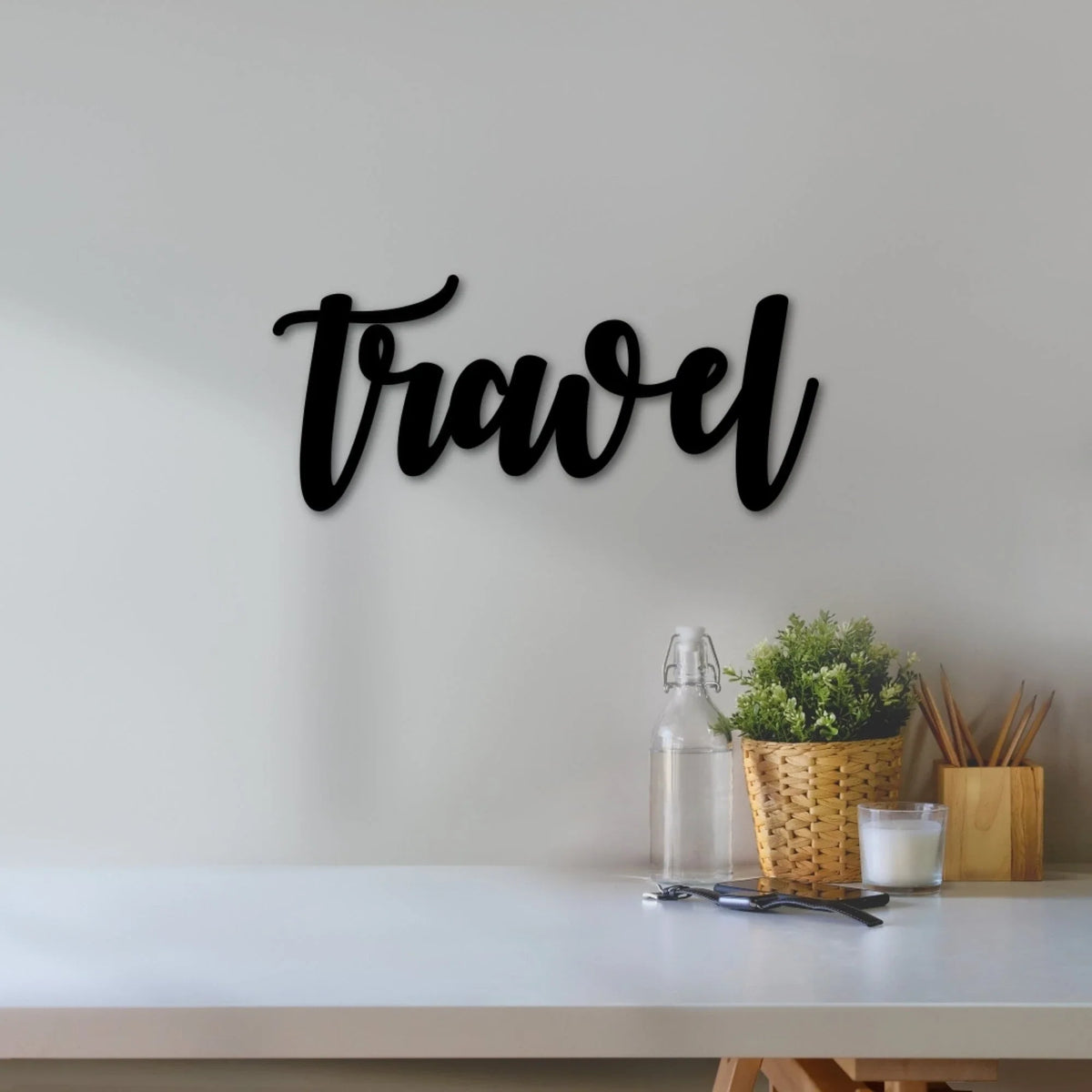 Metal Travel Sign Travel Gifts Metal Word Art Travel Quote Travel Gallery Wall World Traveler Gift Script Words For The Wall - 8 inches - metal sign