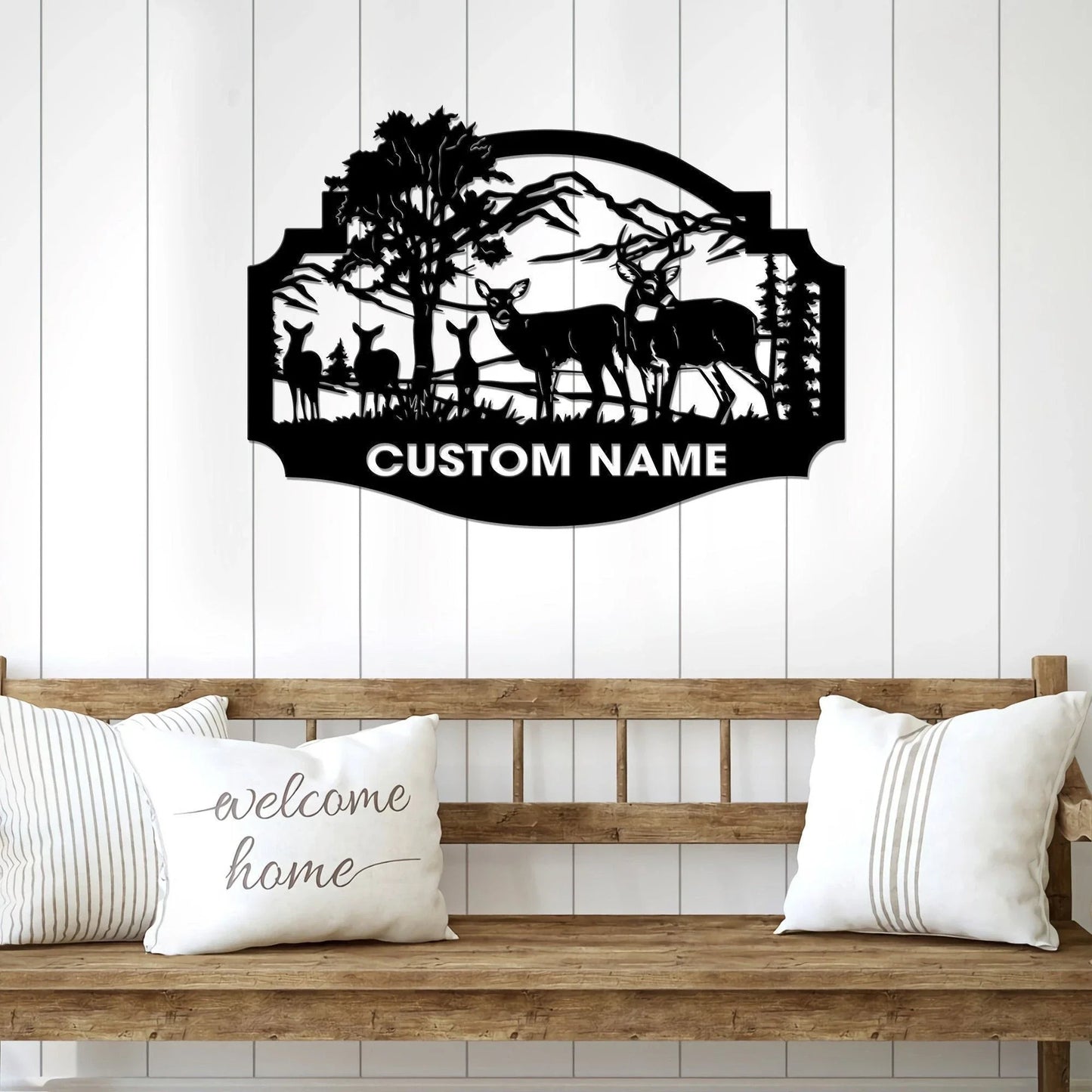 Deer Hunting Metal Sign Whitetails Name Metal Wall Deer Camp Sign Hunter Gift Deer Antler Name Sign - metal sign