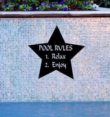 Metal Swimming Pool Sign Pool Rules Metal Wall Decor - 8 inches - metal sign