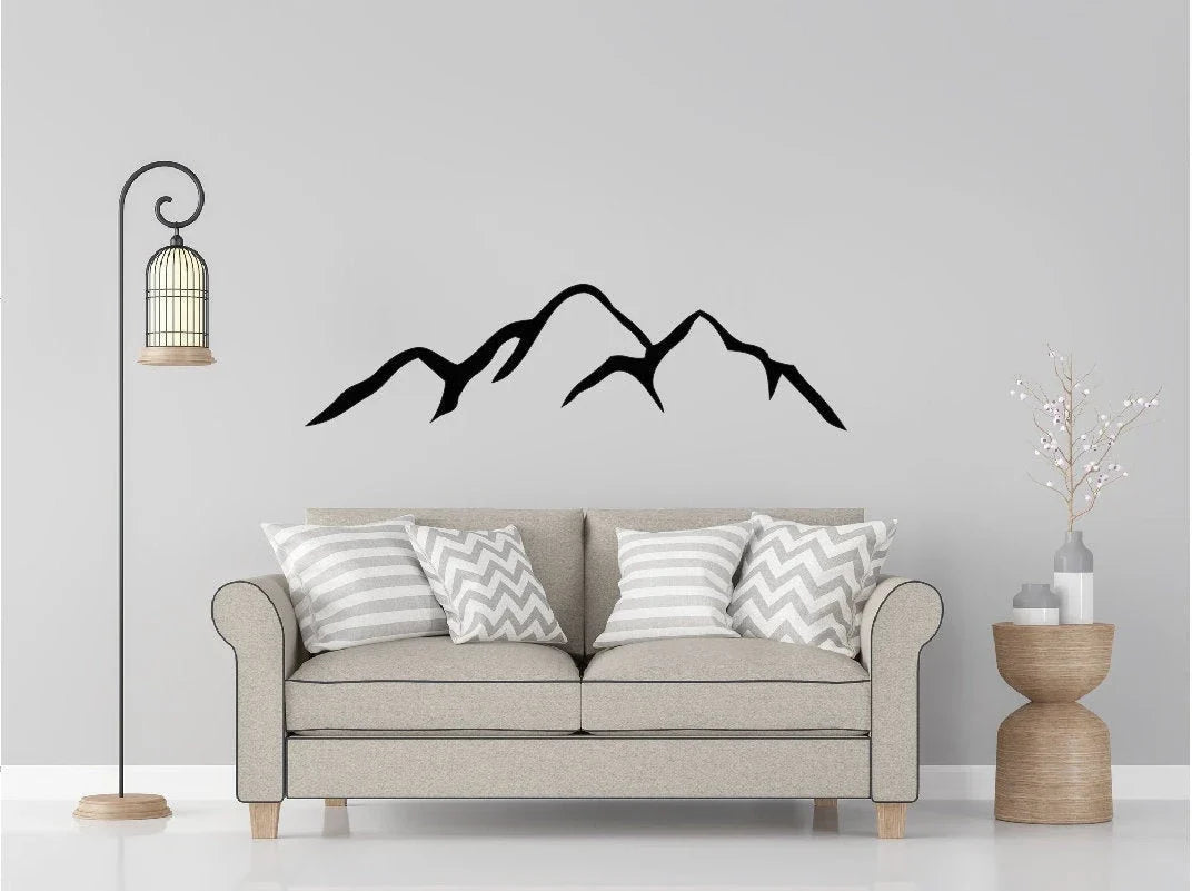 Mountain Range Modern Mountain Wall Decor Metal Wall Decor - 8 inches - metal sign