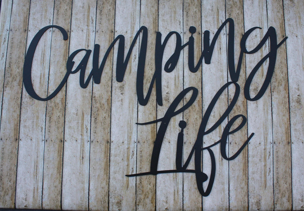 Camp Life Metal Sign Camping Decor Housewarming Gift Metal Words Camping Life Sign - 8 inches - metal sign