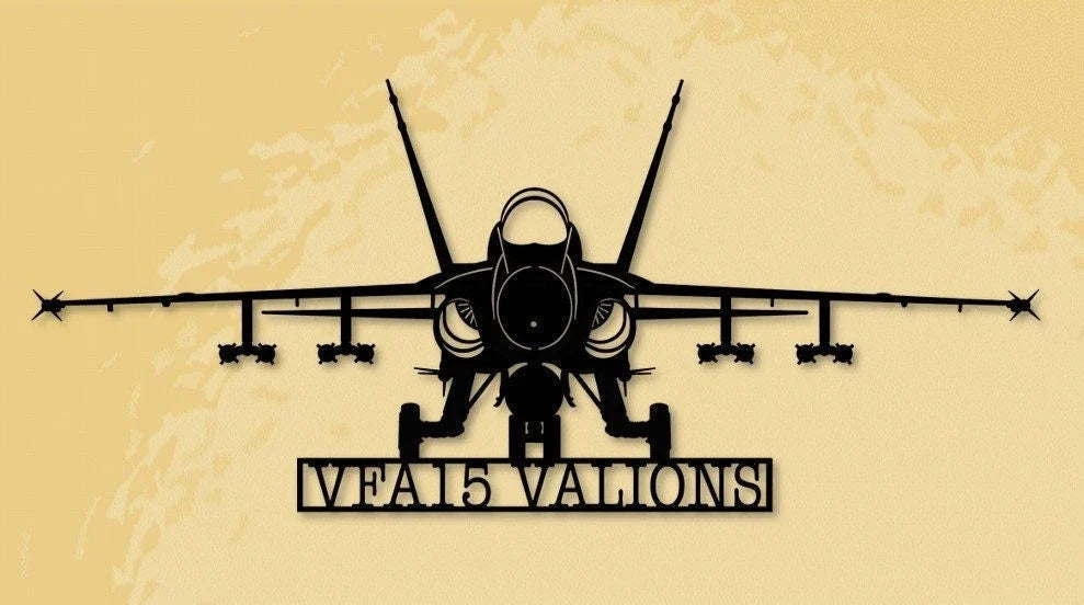 F A18 Vfa15 Valions Loaded! Military Fighter Attack Aircraft Metal Sign Cut Metal Sign Wall Decor - 8 inches - metal sign
