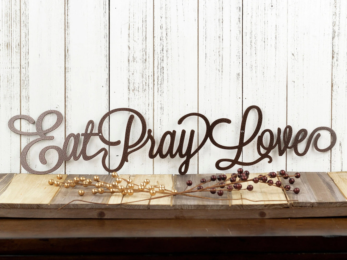 Eat Pray Love Metal Sign Kitchen Wall Decor Dining Room Decor Metal Wall Decor Kitchen Decor Metal Sign - 8 inches - metal sign