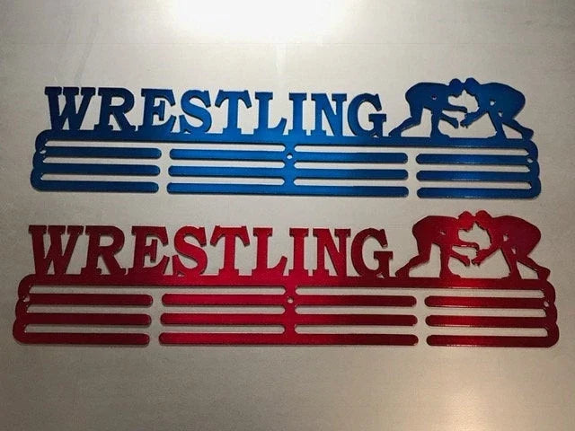 Wrestling Medal Hanger Holder Display Rack 3 Rung Cut Metal Sign - 8 inches - metal sign