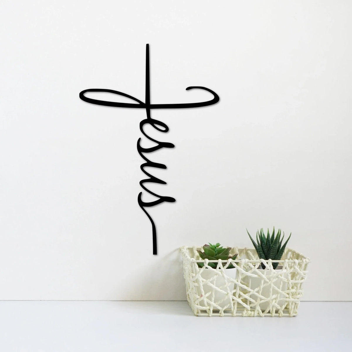 Jesus Cross Metal Sign Cross Wall Decor Religious Art Faith Gift Bible And Scripture Sign Jesus Word Art Jesus Word In Cross - 8 inches - metal sign