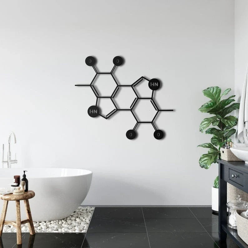 Metal Wall Decor Melanin Molecule Chemistry Art Metal Melanin Decoration Chemical Formula Biology Chemistry Art - 8 inches - metal sign