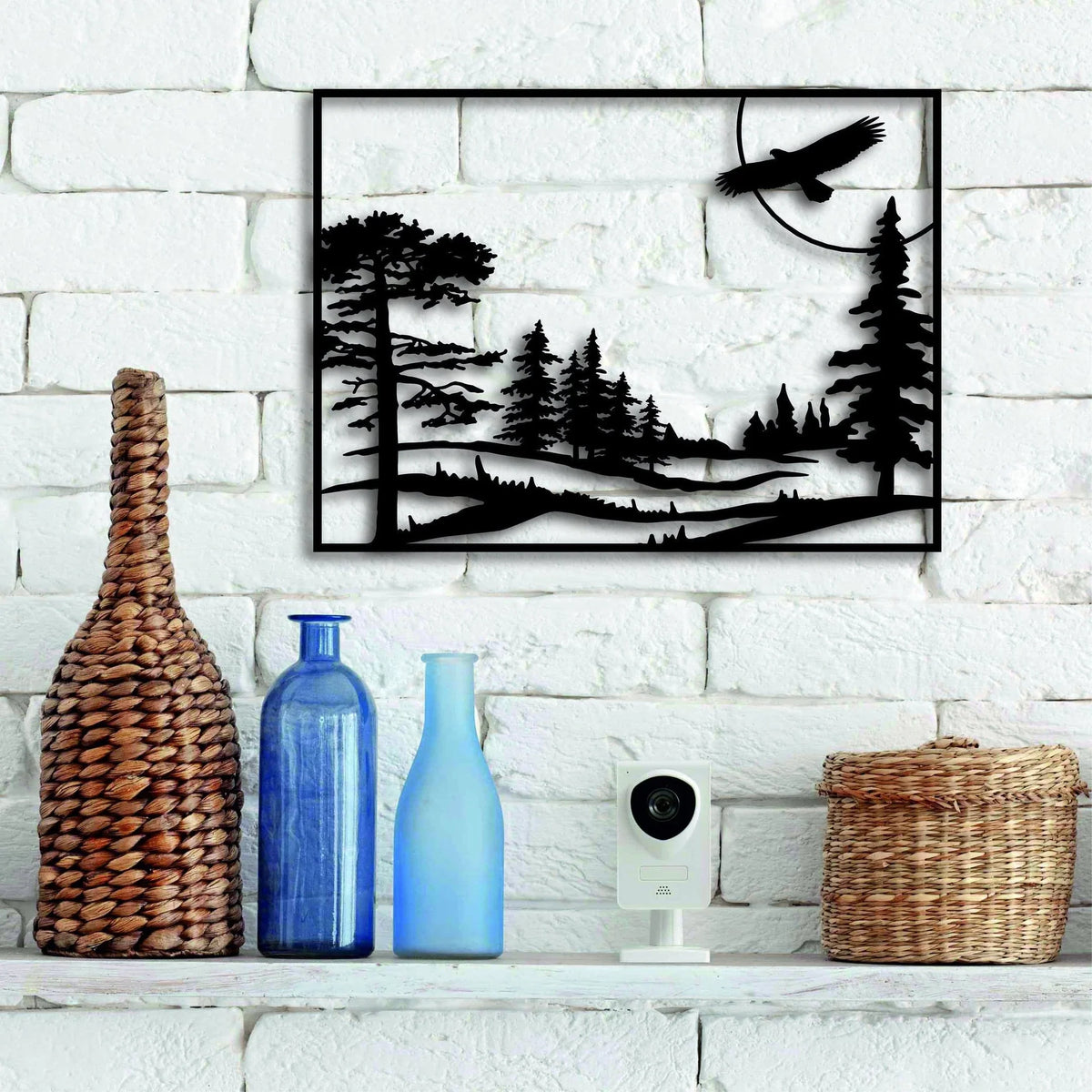 Forest & Eagle Metal Wall Decor Wall Hanging Large Metal Wall Sign Office Minimalist Housewarming Gift - 8 inches - metal sign