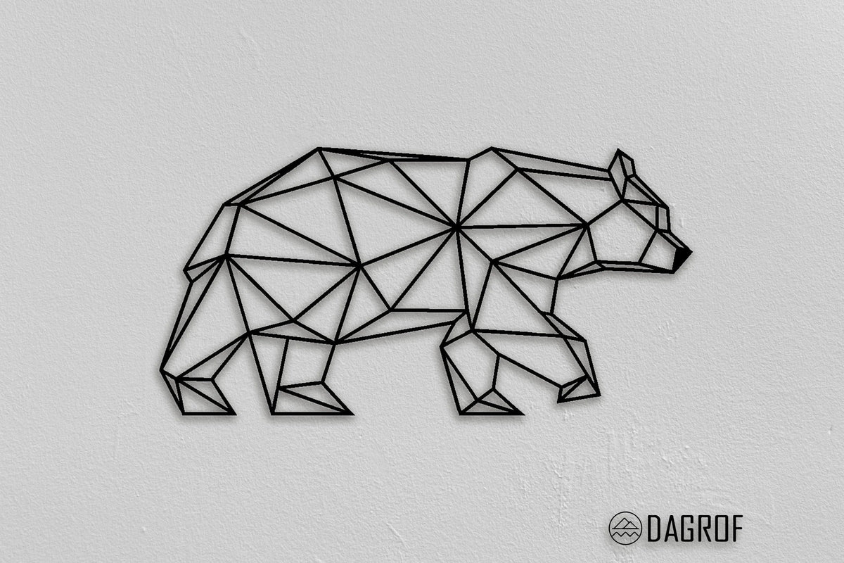 Bear Christmas Gifts Animal Geometric Living Room New Home Gift Modern Wall Decoration - 8 inches - metal sign