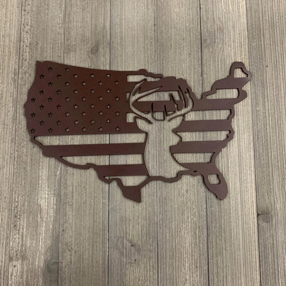 Deer Usa Flag Metal Sign Cutout Cut Metal Sign Wall Metal Art - 8 inches - metal sign
