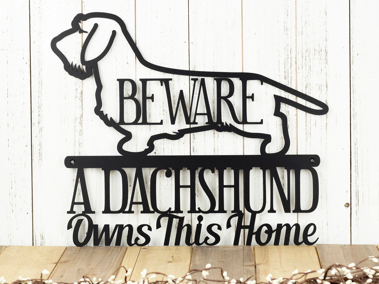 Wire Haired Dachshund Owns This Home Metal Sign Black Weiner Dog Outdoor Sign Door Sign Dachshund Gift - 8 inches - metal sign