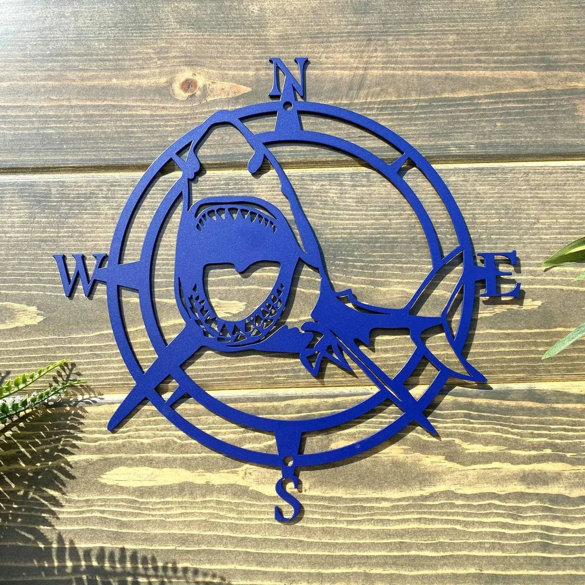 Shark Compass Wall Decor Cut Metal Sign Metal House Sign - 8 inches - metal sign