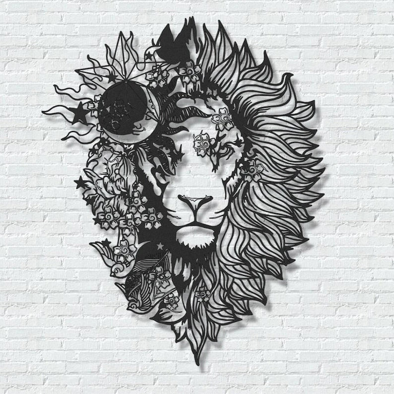 s Myth Lion Housewarming Gift Metal Art Interior Design - 8 inches - metal sign