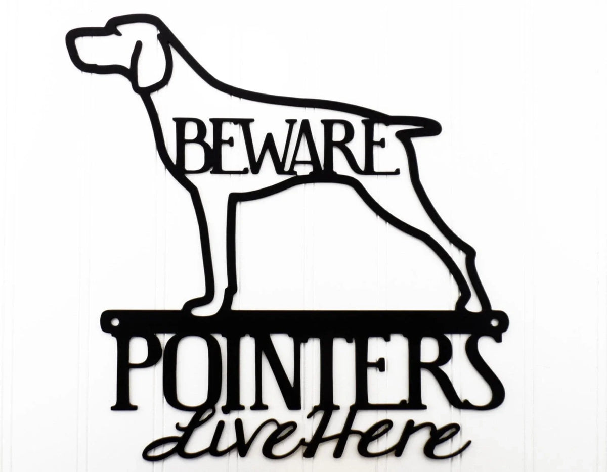 Pointers Live Here Metal Sign Black Pointer Dog Dog Sign Dog Dog Breed Metal Wall Decor Wall Decor - 8 inches - metal sign