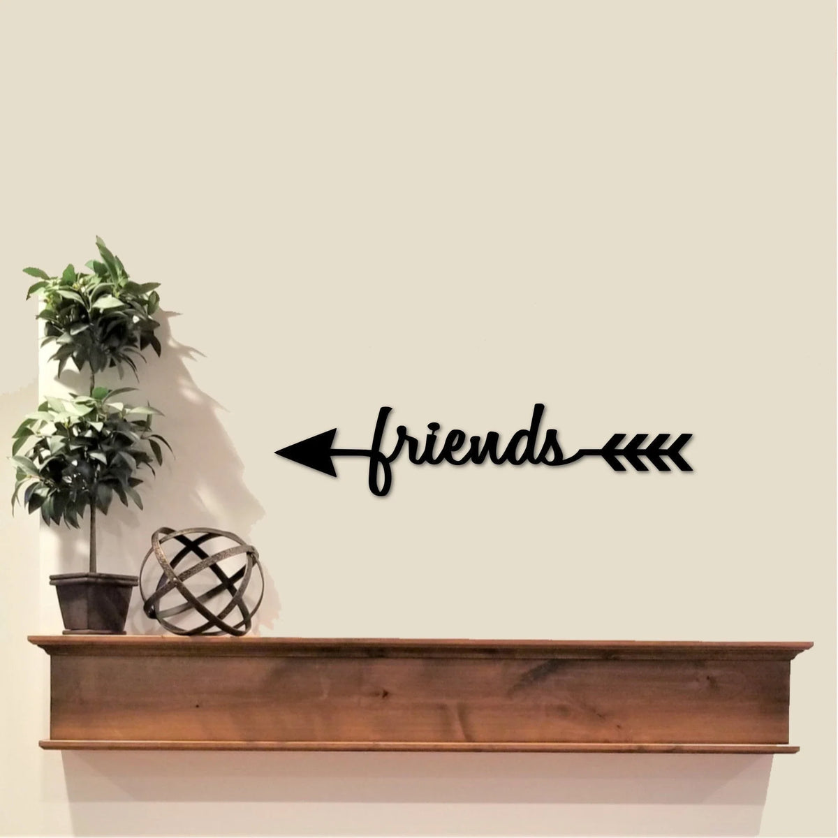 Arrow Friends Sign Metal Wall Decor Arrow Friends Script Words For The Wall Friends Signgift For Her Friends Gifts - 8 inches - metal sign