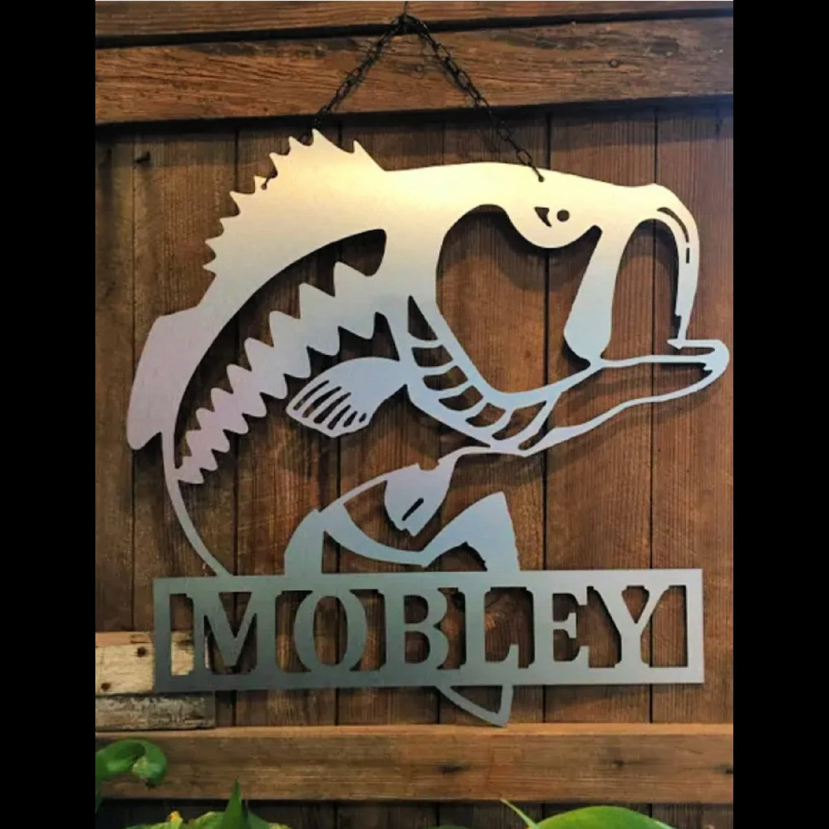 Family Name Bass Fish Decor Bass Fishing Fishing Gifts For Men Family Name Decor Man Cave Gifts Name Sign For Wall - 8 inches - metal sign