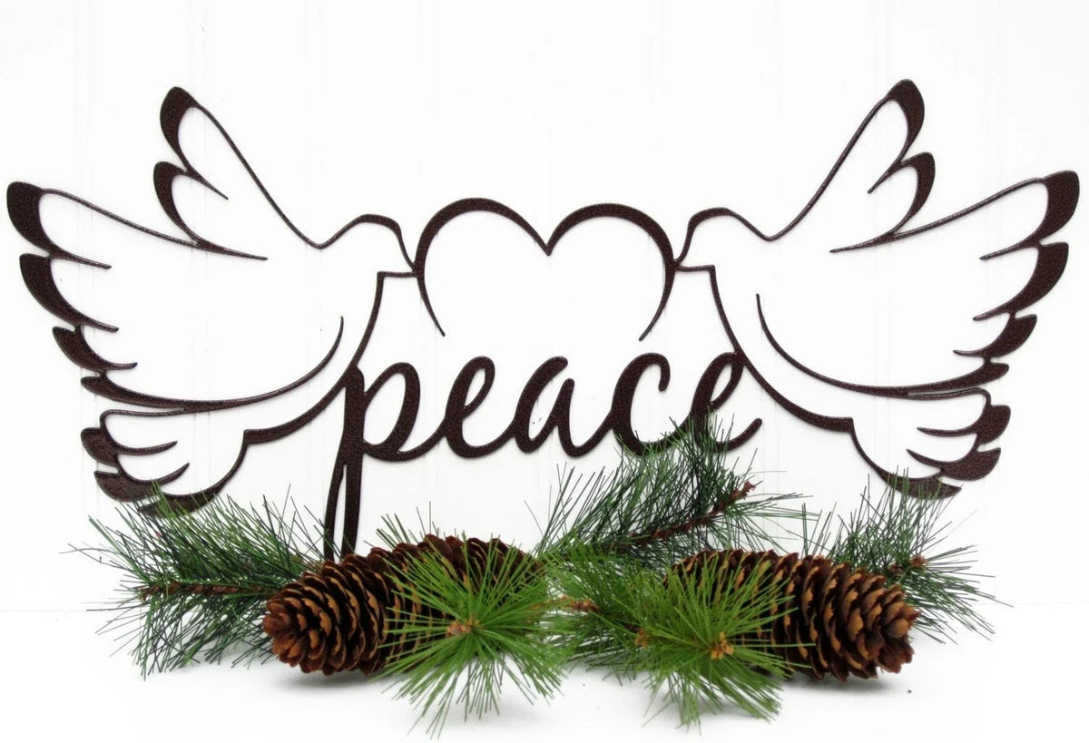 Christmas Peace Doves Metal Sign Copper Christmas Decor Christmas Gift Xmas Decor Christmas Decor - 8 inches - metal sign