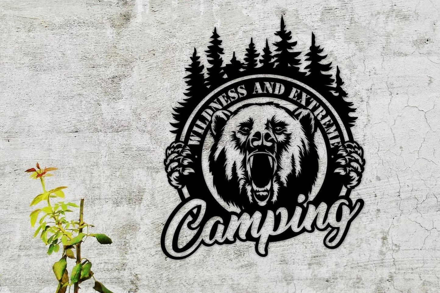 Camping Metal Sign Metal Bear Sign Bear Cabin Sign Camping Lovers Sign Camper Gift Metal Wall Decor Wall Hangings Housewarming Gifts - 8 inches - metal sign