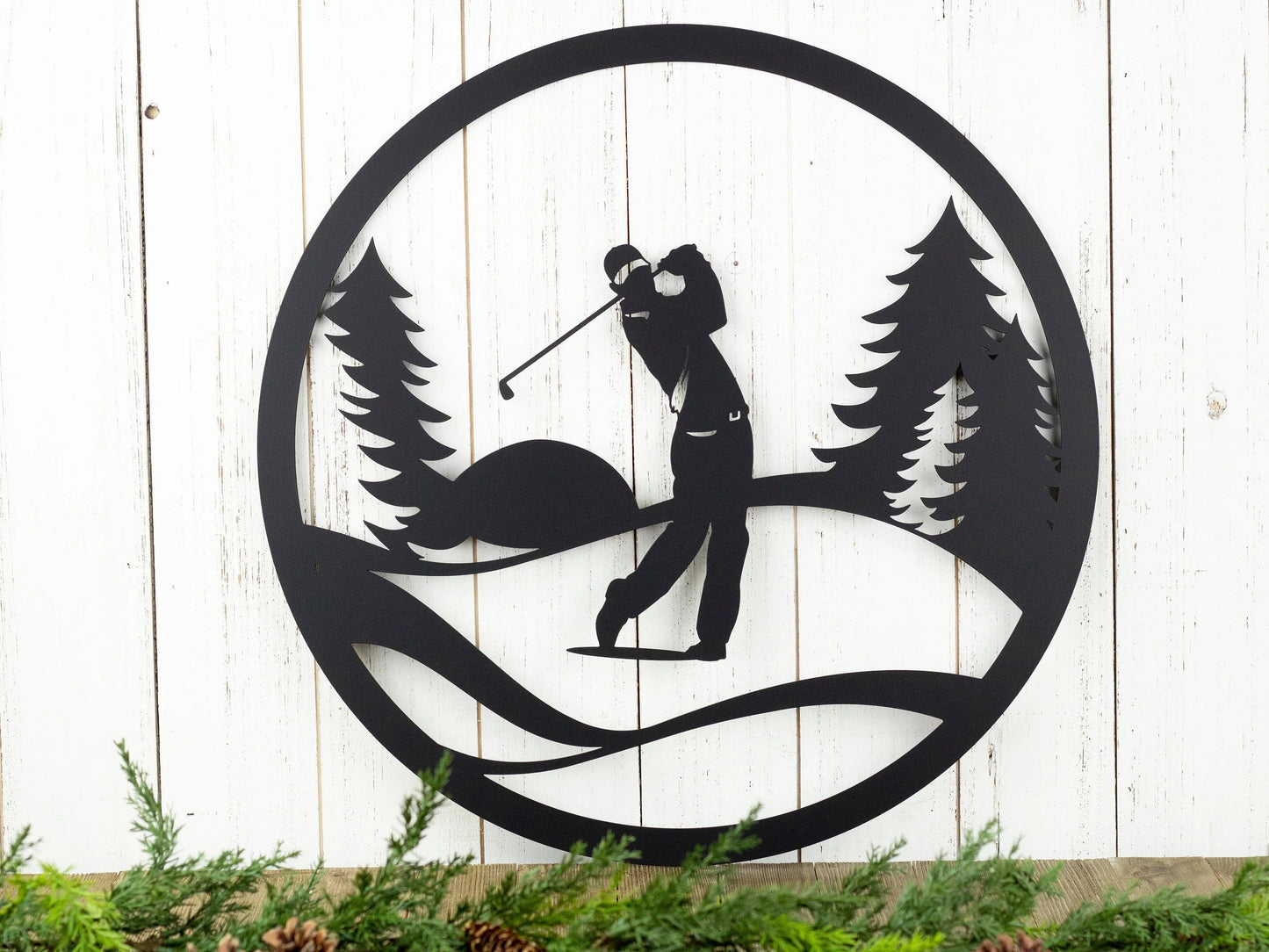 Golfer Metal Wall Decor Gift For Him Golf Gift Golfer Gift Wall Hanging Outdoor Sign Fathers Day Gift - 8 inches - metal sign