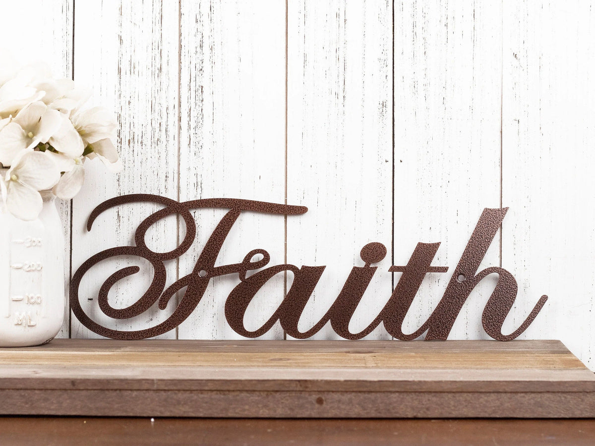 Faith Metal Sign Religious Decor Spritual Decor Religious Word Art Sign Metal Wall Decor - 8 inches - metal sign