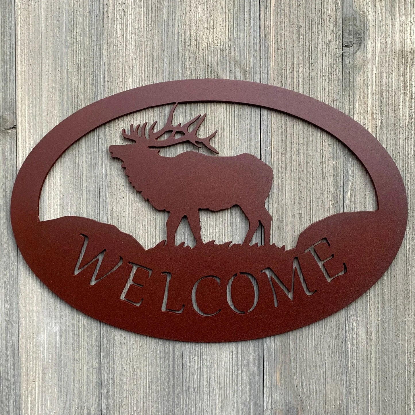 Elk Welcome Metal Sign Cutout Cut Metal Sign Wall Metal Art - 8 inches - metal sign