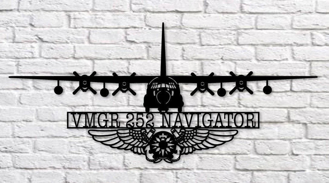 Kc130 Vmgr252 Navigator With Navigator Wings Metal Sign Cut Metal Sign Wall Decor - 8 inches - metal sign