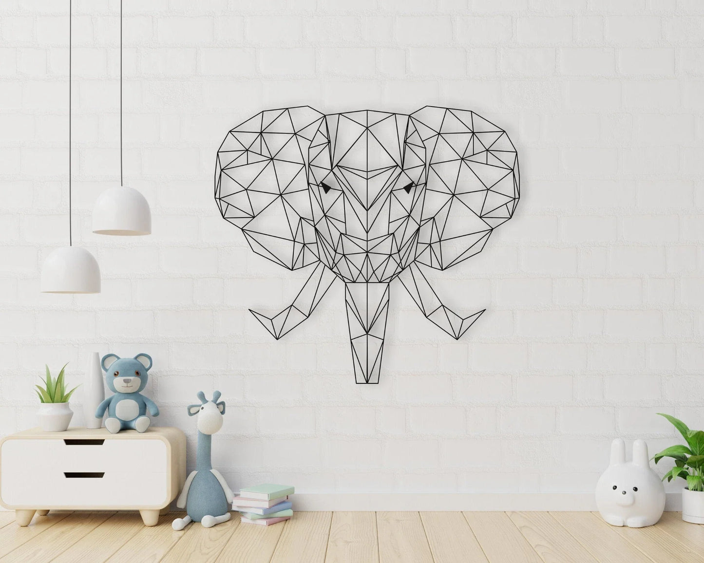 Geometric Elephant Metal Elephant Sign Rustic - 8 inches - metal sign