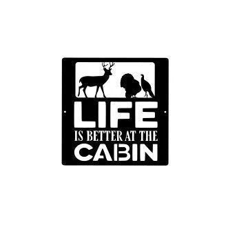Deer And Turkey Cabin Decor Cabin Sign Camp Sign Christmas Gift For Him Metal Name Sign Fathers Day - 8 inches - metal sign