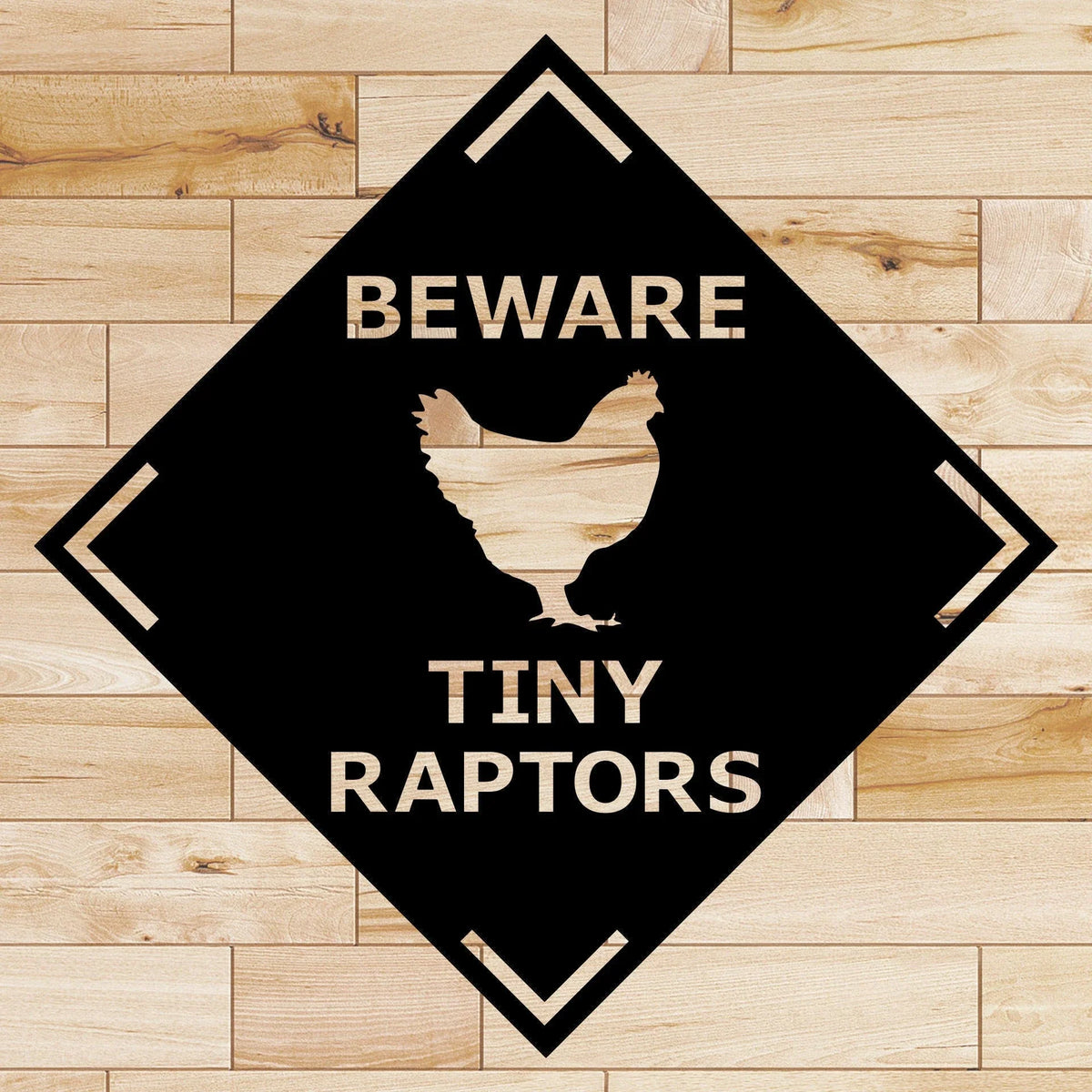 Chicken Silhouette Beware Tiny Raptors Metal Sign Cut Metal Sign Wall Metal Sign - 8 inches - metal sign