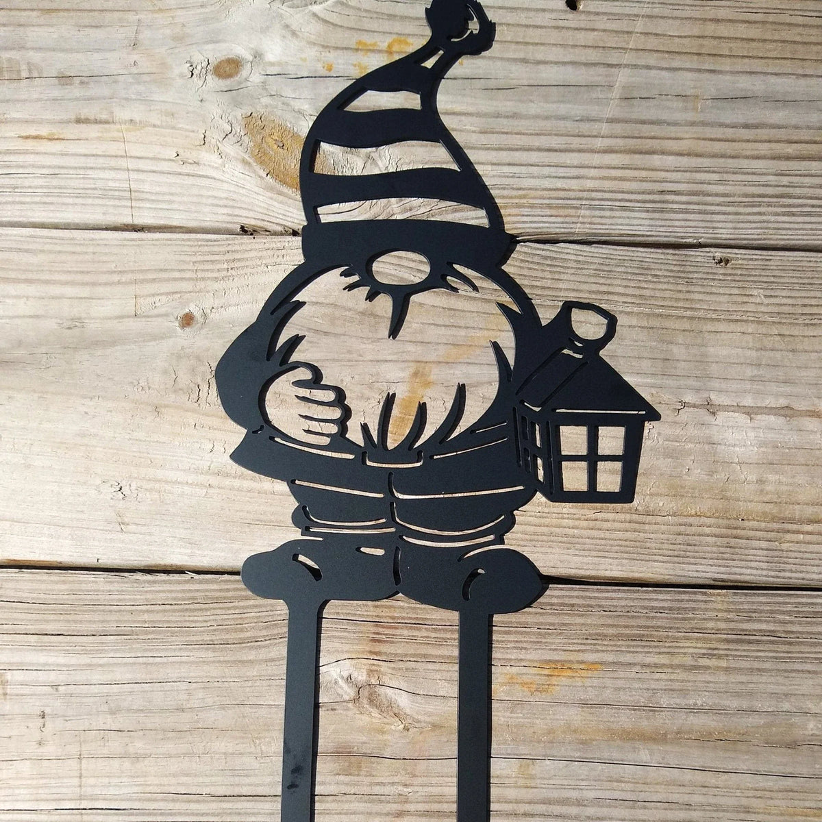 Gnome Metal Garden Sign Tall Cut Metal Sign Wall Metal Art - 8 inches - metal sign